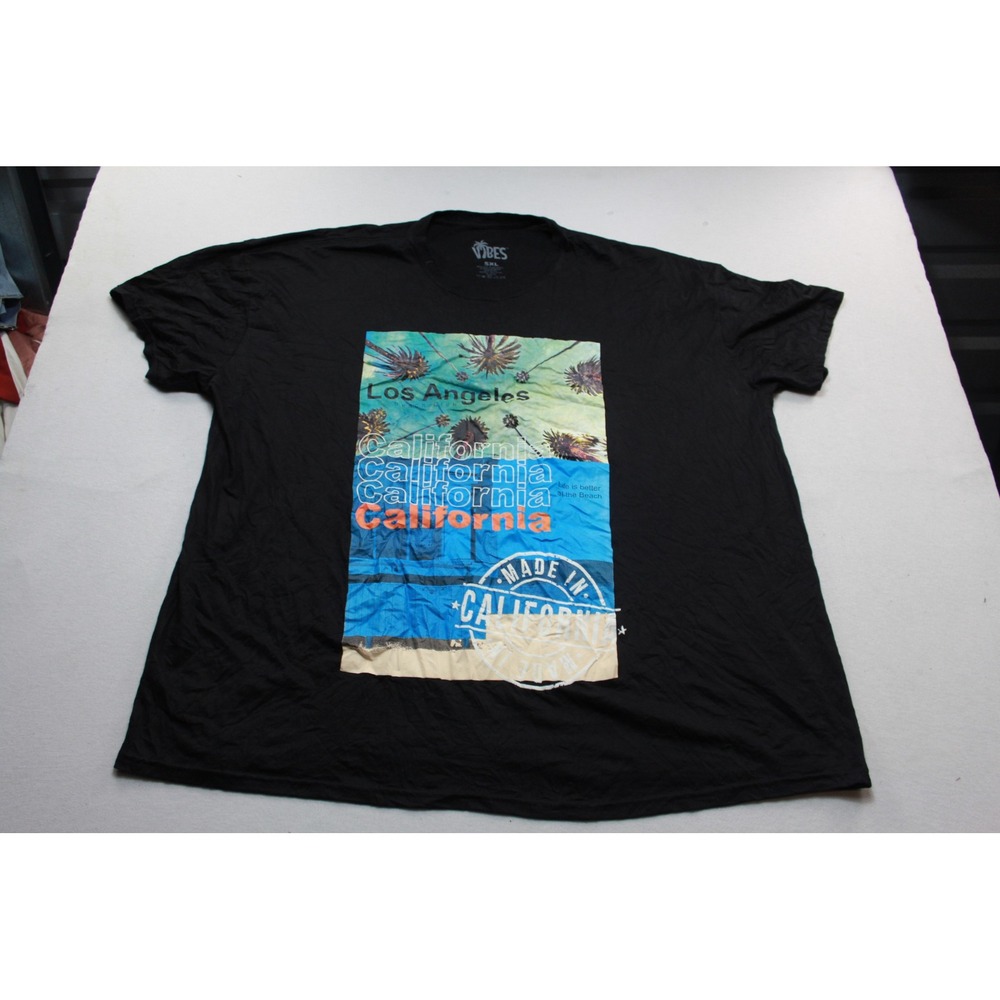 Vibes Graphic Tee Men 5XL Black Excellent Los Angeles California Palm Tree Print